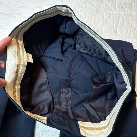 Theory Womens Size 10 Navy Blue Wide Leg Trouser Dress Pant Wool *flawed* - Picture 7 of 16